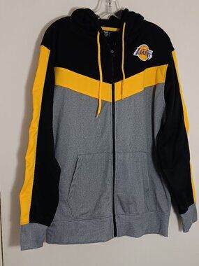 Mens Los Angeles Lakers Full Zip Hoodie by Ultra Game size L Black Yellow